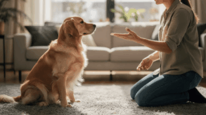 How to teach a dog to stay with calm focus at home