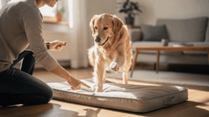 How to teach place command by pointing to a dog's bed